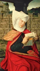 Emerency, de moeder van St. Anne, paneel van de uiterst linkerkant van een polyptiek van de genealogie van de Maagd